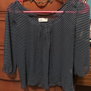 Navy Polka Dot Blouse